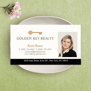 Gold Key Real Estate Agent Photo Business Card