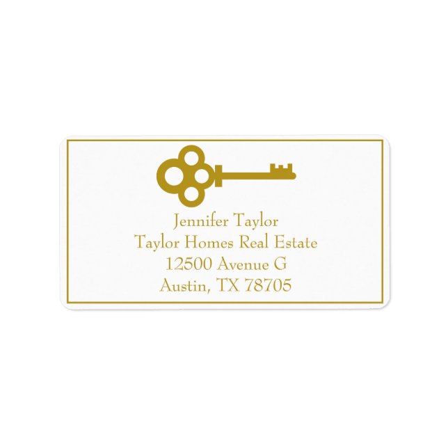 Gold Key Real Estate Company Chic Return Address Label (Front)