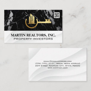 Gold Key to the City Logo   Black Marble Business Card