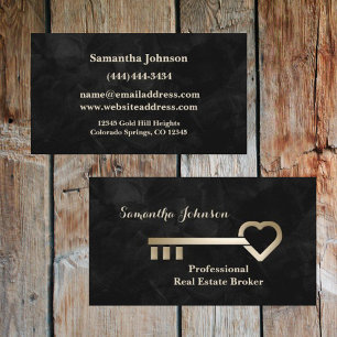 Gold Key Velvet Black Real Estate Business Card