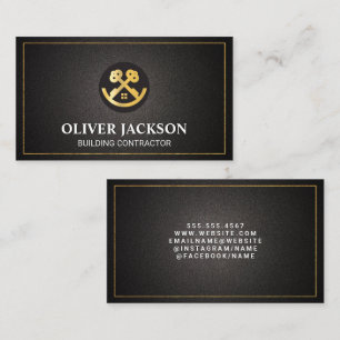 Gold Keys House Logo   Construction Real Estate  Business Card