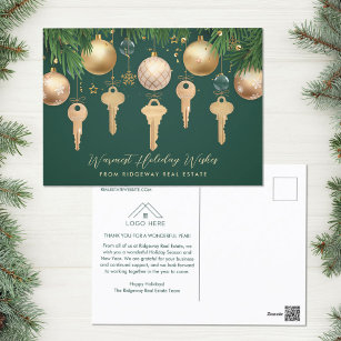 Gold Keys Logo Real Estate Holiday Postcard