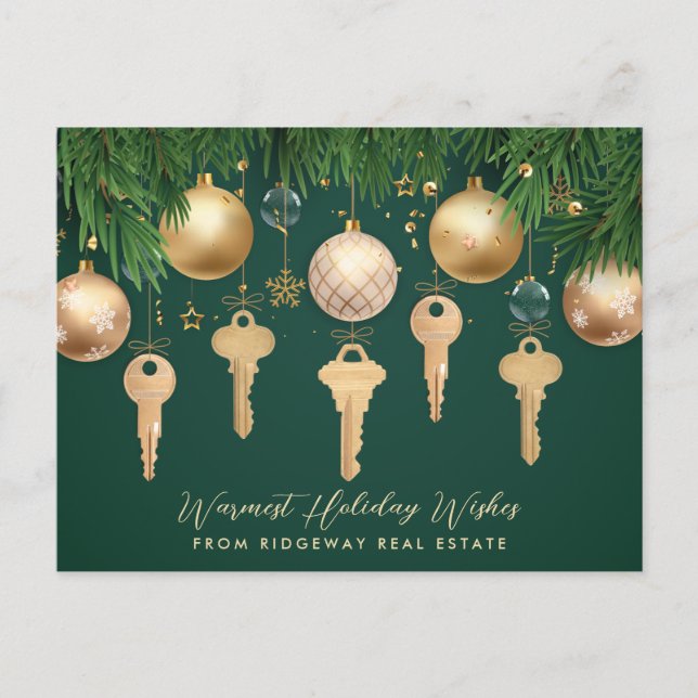Gold Keys Logo Real Estate Holiday Postcard (Front)