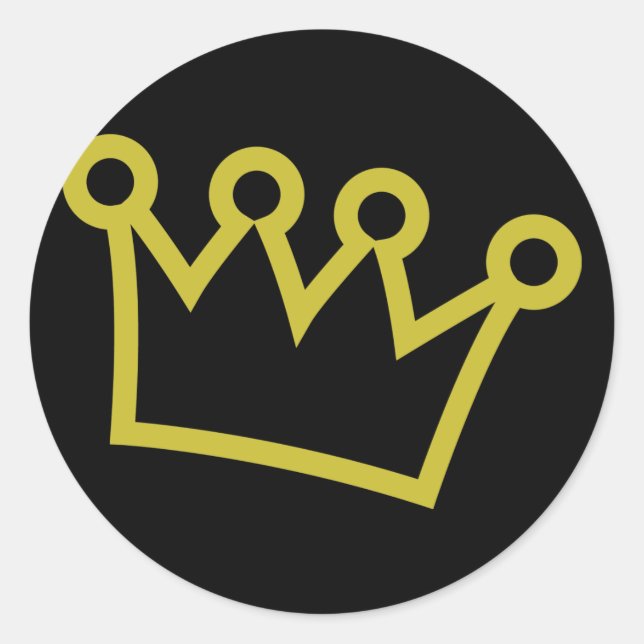 gold king crown deluxe classic round sticker (Front)