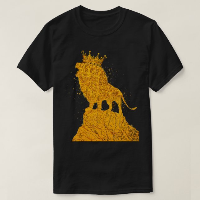 Gold King Lion With Crown for Men Cool Boys Lion S T-Shirt (Design Front)