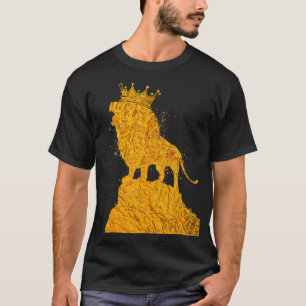 Gold King Lion With Crown for Men Cool Boys Lion S T-Shirt