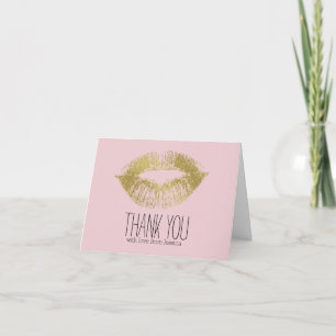 Gold Kiss Lips Thank you Card