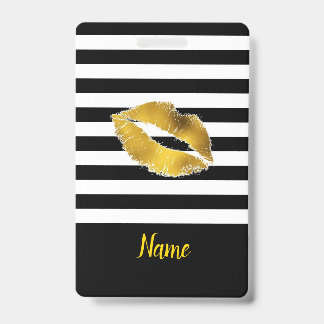 Gold Kiss Luggage Tag / Badge ID Badge