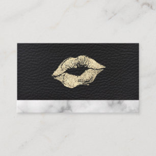 Gold Kiss Make Up Marble Luxe Appointment Card