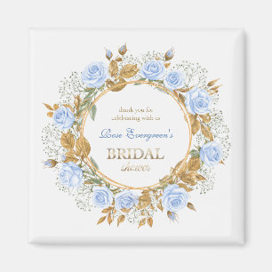 Gold-Kissed Blue Rose Bridal Shower Thank you Magnet