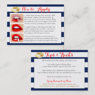 Gold Kisses on Blue and White - Apply & Tips Card