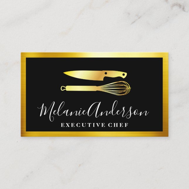 Gold Knife and Whisk | Executive Business Card (Front)