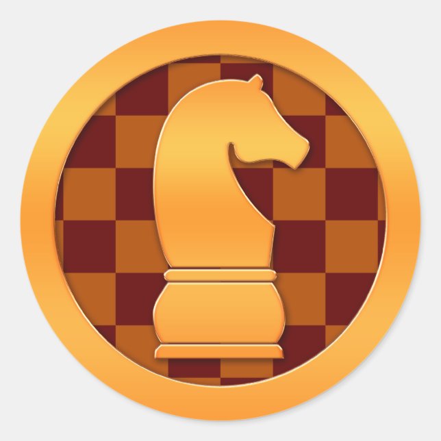 Gold Knight Chess Piece Classic Round Sticker (Front)