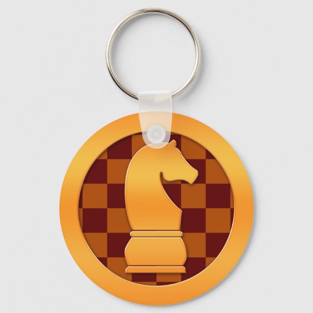 Gold Knight Chess Piece Key Ring (Front)
