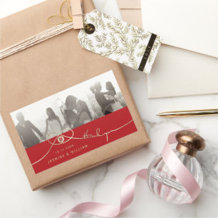 Gold Knot Double Happiness Chinese Wedding Photo Rectangular Sticker