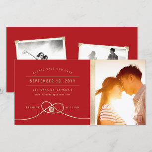 Gold Knot Double Happiness Chinese Wedding Photo Save The Date