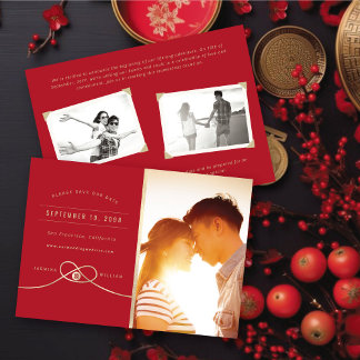 Gold Knot Double Happiness Chinese Wediding Photo Save The Date