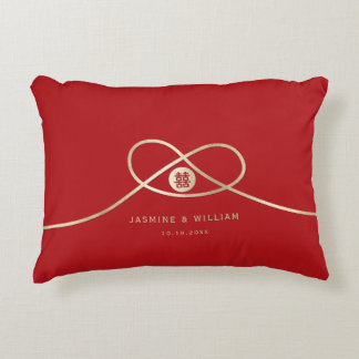 Gold Knot Union Double Happiness Chinese Wedding Decorative Cushion