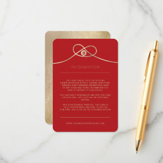 Gold Knot Union Double Happiness Chinese Wedding Enclosure Card