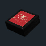 Gold Knot Union Double Happiness Chinese Wedding Gift Box<br><div class="desc">Modern minimalist double happiness knot of union, love and marriage in red and gold. The double happiness is a classic and auspicious symbol used in all chinese, oriental and asian weddings. The base background can be changed to any colour of your choice. All text is editable. Designed / original artwork...</div>
