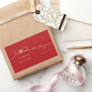 Gold Knot Union Double Happiness Chinese Wedding Rectangular Sticker