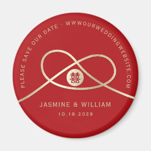 Gold Knot Union Double Happiness Save The Date Magnet