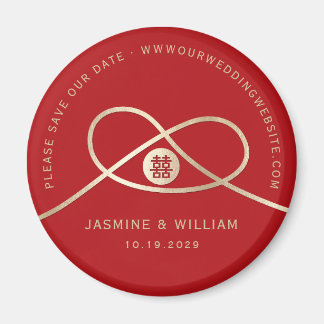 Gold Knot Union Double Happiness Save The Date Magnet