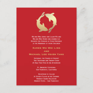 Gold Koi Chinese Wedding Invitation