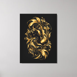 Gold Koi Fish Wrapped Canvas