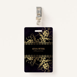 Gold Lace And Flowers ID Badge