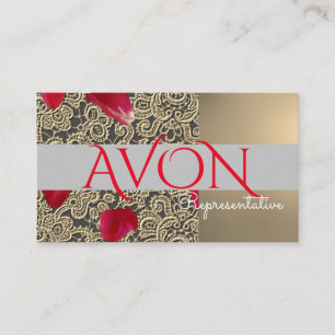 Gold lace and Roses Personalised Avon Business Card