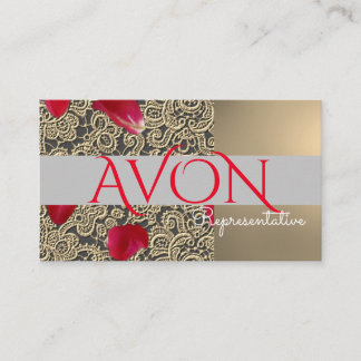 Gold lace and Roses Personalised Avon Business Card