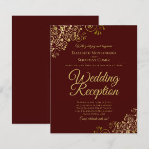 Gold Lace Auburn Wedding Reception BUDGET Invite