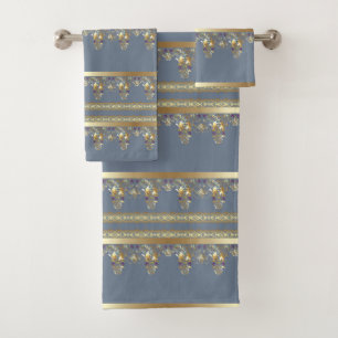 Gold lace bath towel set
