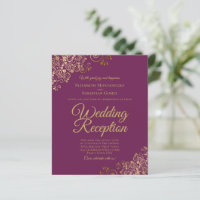 Gold Lace Cassis Wedding Reception BUDGET Invite