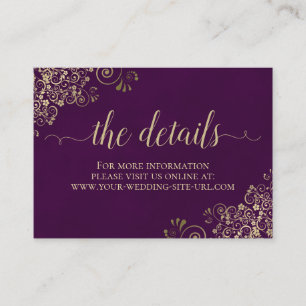 Gold Lace Chic Plum Purple Wedding Details Online Enclosure Card
