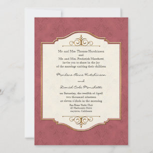 Gold & Lace Classic Formal Elegant Wedding Invite