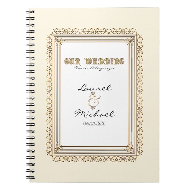 Gold & Lace Classic Formal Elegant Wedding Planner Notebook (Front)