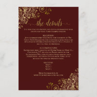 Gold Lace Elegant Auburn Brown Wedding Details