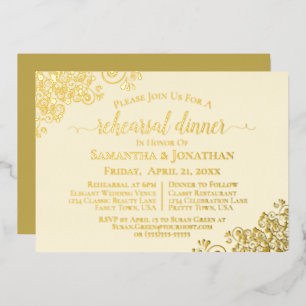 Gold Lace Elegant Cream Wedding Rehearsal Dinner