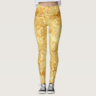 Gold lace fabric detail, cloth. leggings