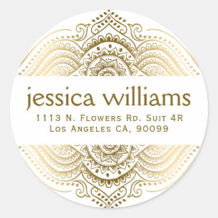 Gold Lace Floral Paisley Geometric Design 2 Classic Round Sticker