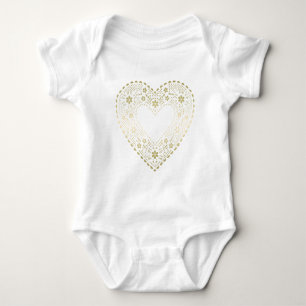 Gold Lace Heart Baby Bodysuit