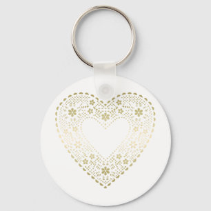 Gold Lace Heart Key Ring
