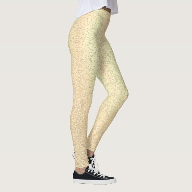 Gold Lace Leggings Christmas Lace Print Pants (Right)
