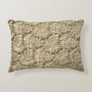 Gold lace look floral pattern decorative cushion