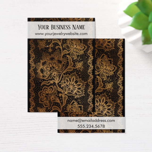 Gold Lace on Black Earring Holder Display Cards (Desk)