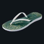 Gold Lace on Emerald Green Maid of Honour Wedding Flip Flops<br><div class="desc">These beautiful wedding flip flops are a great way to thank and recognise your Maid of Honour while saving her feet at the same time. Features an elegant design with golden lace frills on an emerald green background and fancy gold coloured script lettering. The test reads Maid of Honour with...</div>