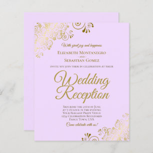 Gold Lace on Lilac Wedding Reception BUDGET Invite
