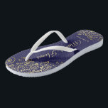 Gold Lace on Navy Blue Maid of Honour Wedding Flip Flops<br><div class="desc">These beautiful wedding flip flops are a great way to thank and recognise your Maid of Honour while saving her feet at the same time. Features an elegant design with golden lace frills on a navy blue background and fancy gold coloured script lettering. The test reads Maid of Honour with...</div>